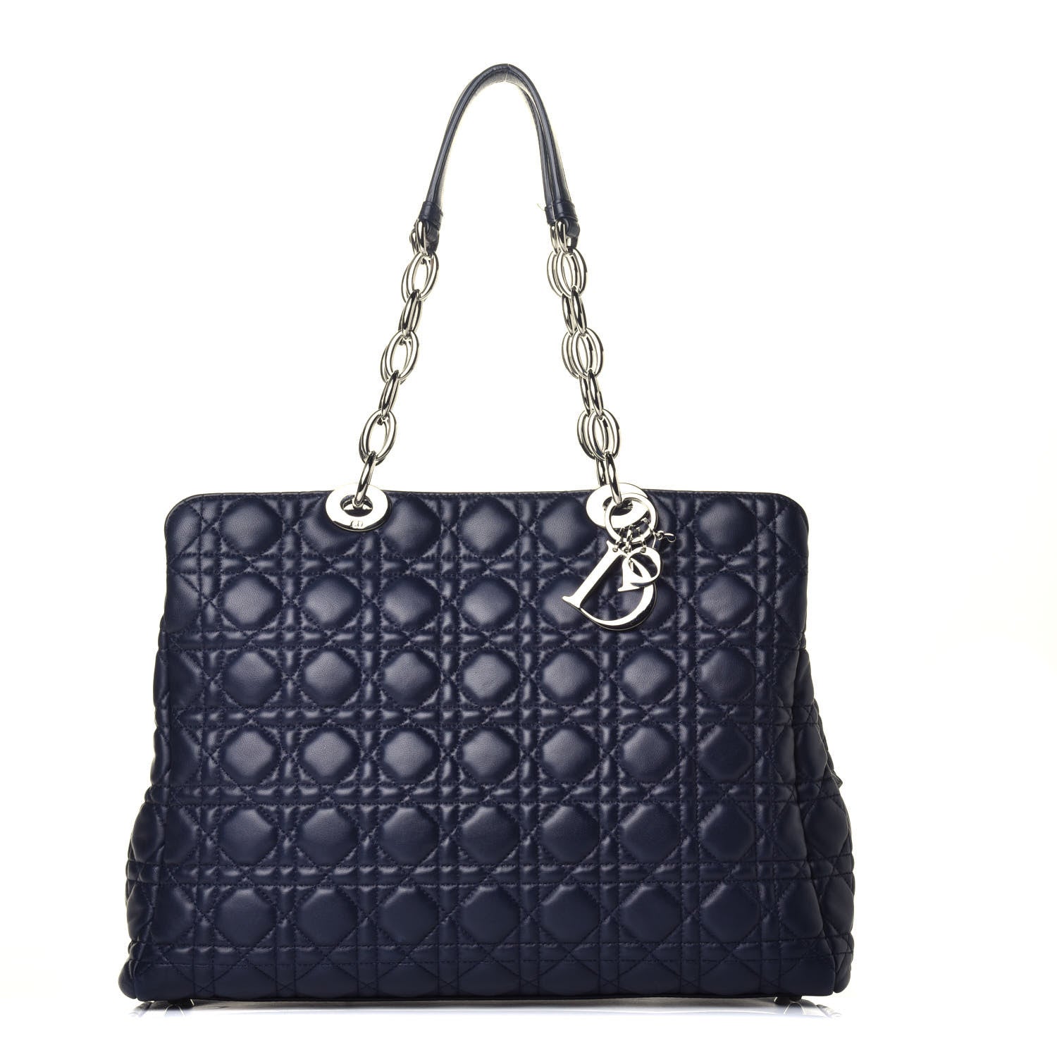Christian Dior Lambskin Cannage Large Dior Soft Shopping Tote Navy 1 of 10