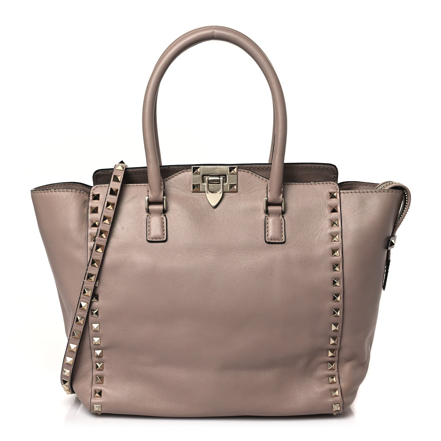 Valentino Garavani Vitello Rockstud Double Handle Tote Poudre 1 of 10