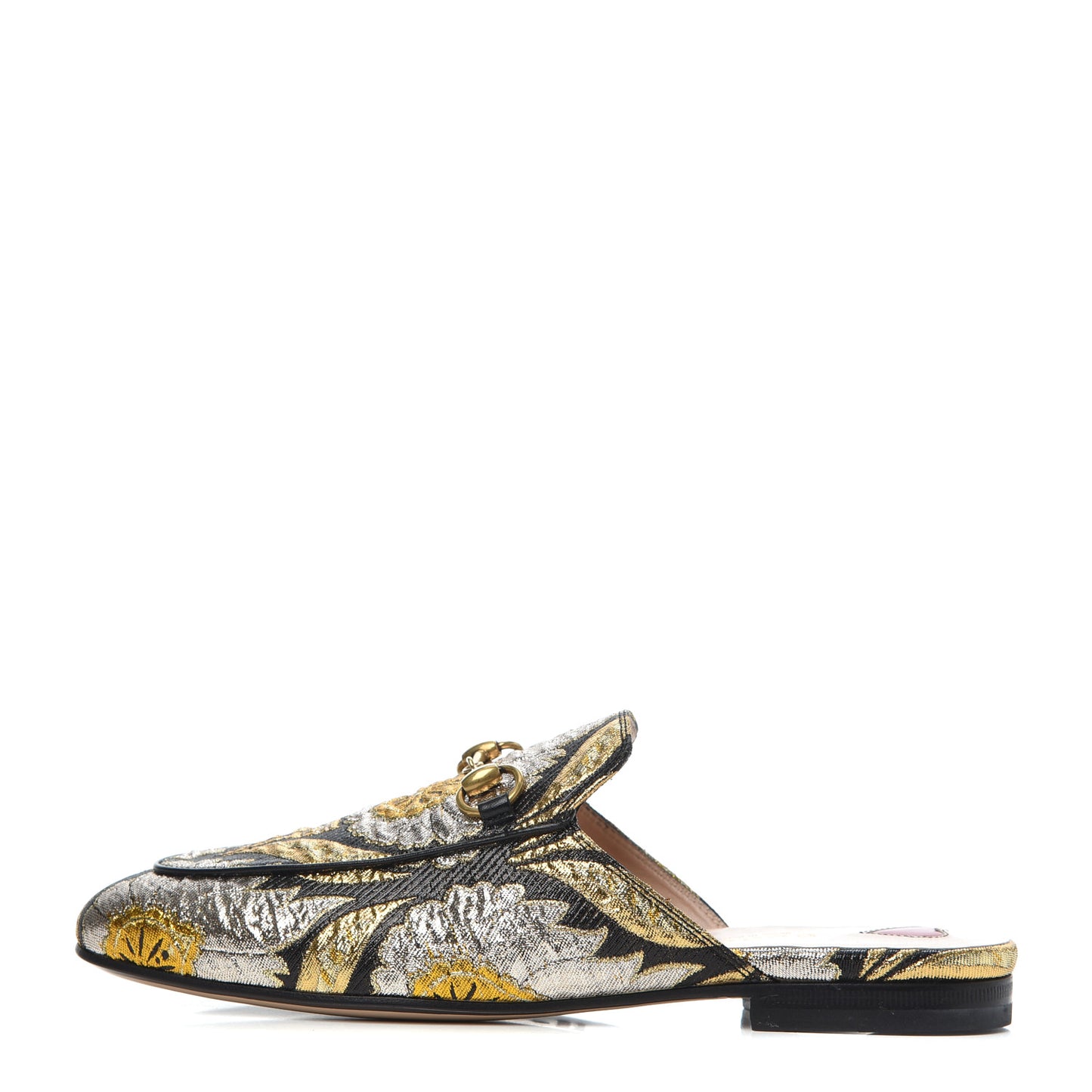 Jacquard Floral Womens Princetown Slippers 36.5 Oro Black