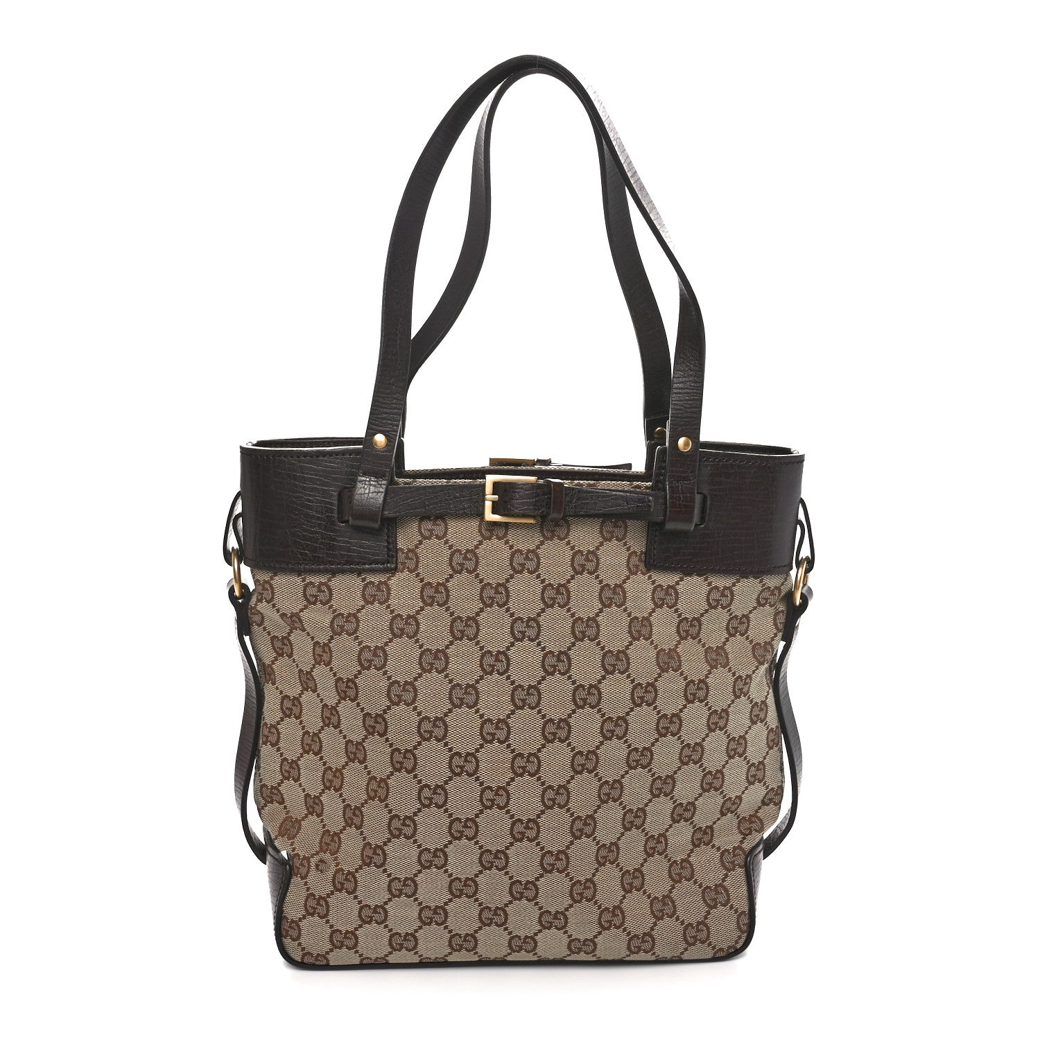 Gucci Monogram Small Bucket Tote Dark Brown 1 of 10