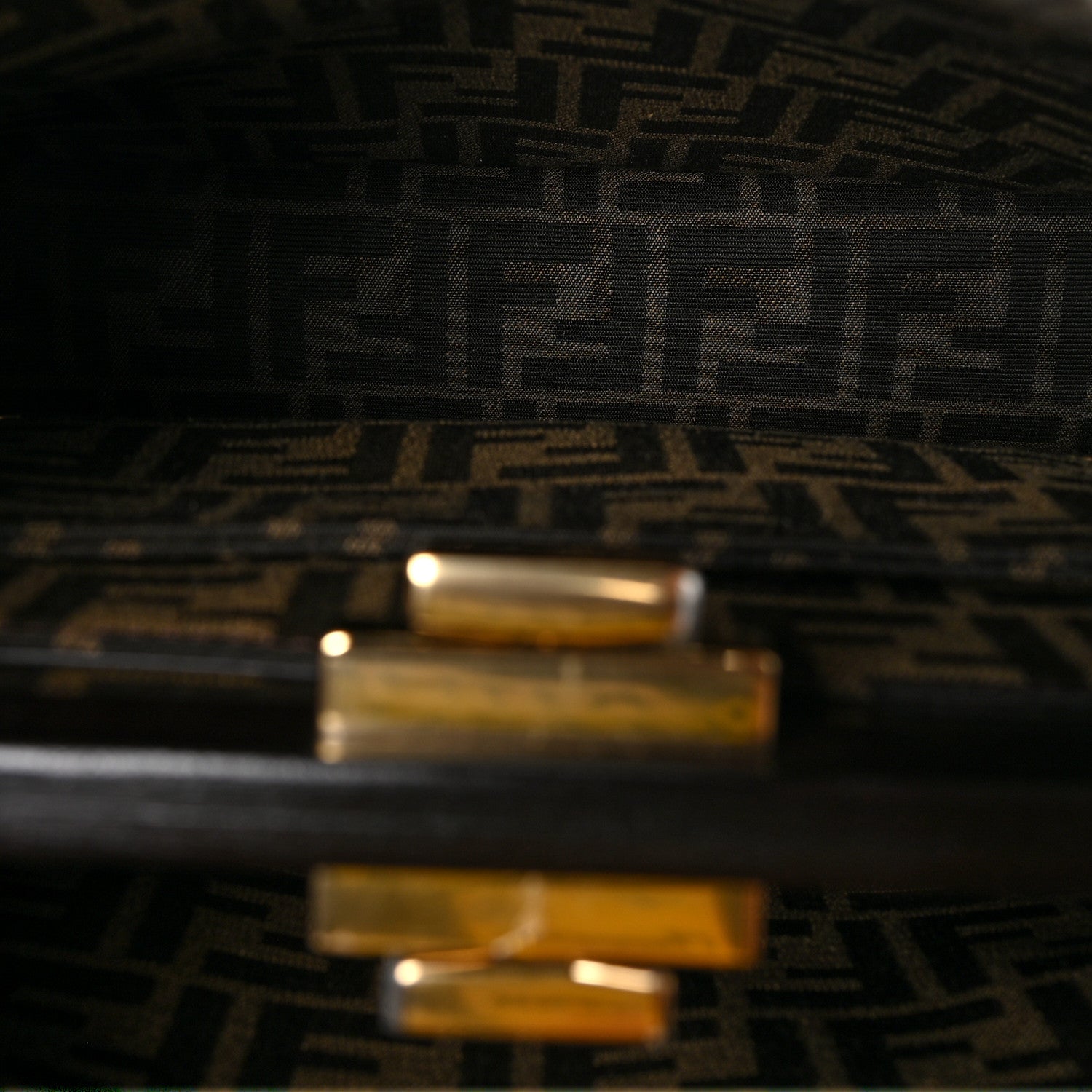 Fendi Wool Fabric Jacquard Cuoio Large Houndstooth FF 1974 Medium Peekaboo I SEE U Satchel Beige Tobacco Moro 5 of 7