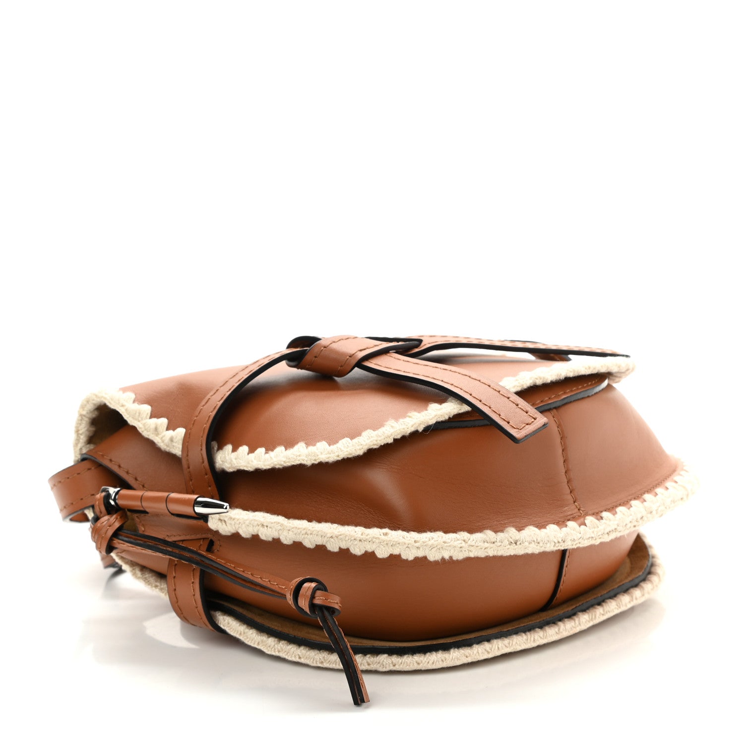 Loewe Calfskin Crochet Trim Small Gate Crossbody Bag Tan 4 of 9
