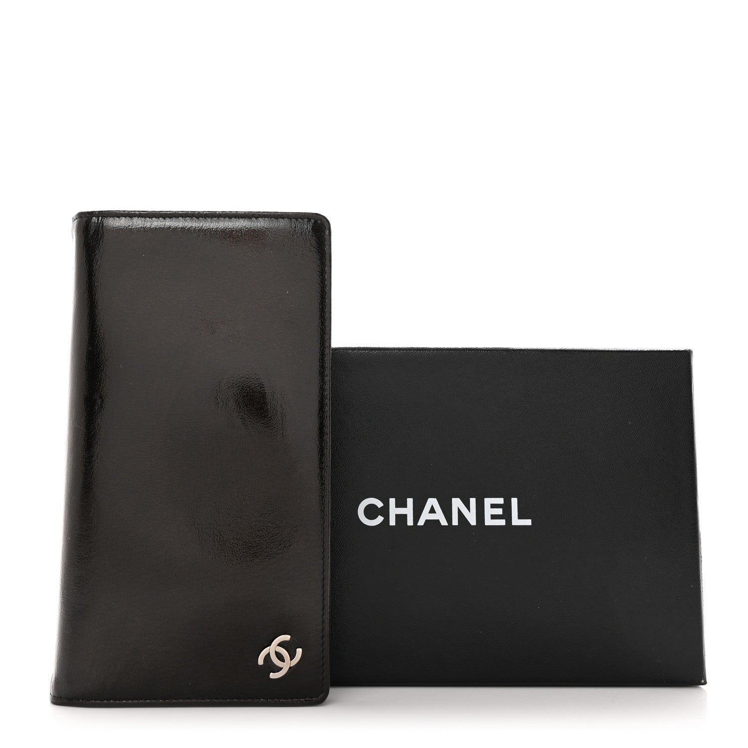 Chanel Grained Patent CC Yen Wallet Black 8 of 8