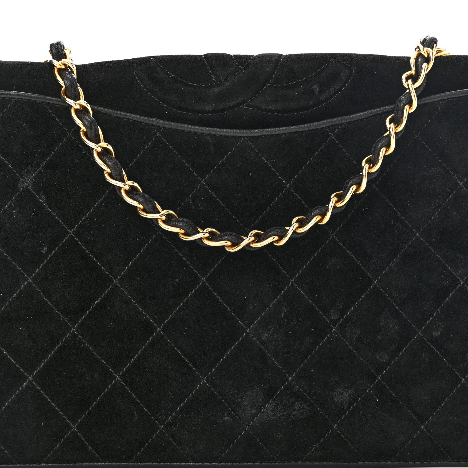 Chanel Suede Quilted CC Small Single Flap Black 8 of 15