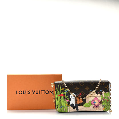 Louis Vuitton Monogram 2021 Christmas Animation China Wall Pochette Felicie Chain Wallet Myosotis Blue 5 of 9