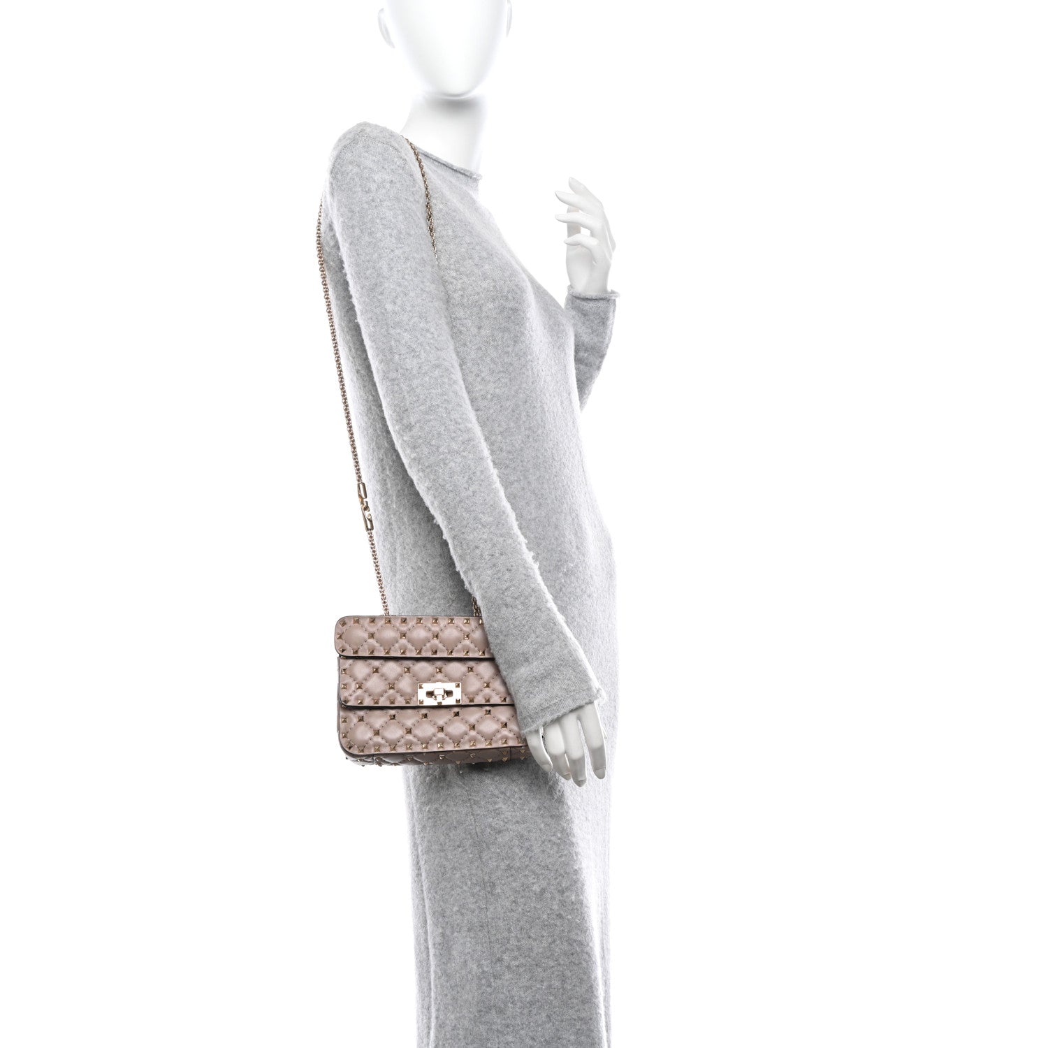 Valentino Garavani Nappa Small Rockstud Spike Shoulder Bag Poudre 2 of 9