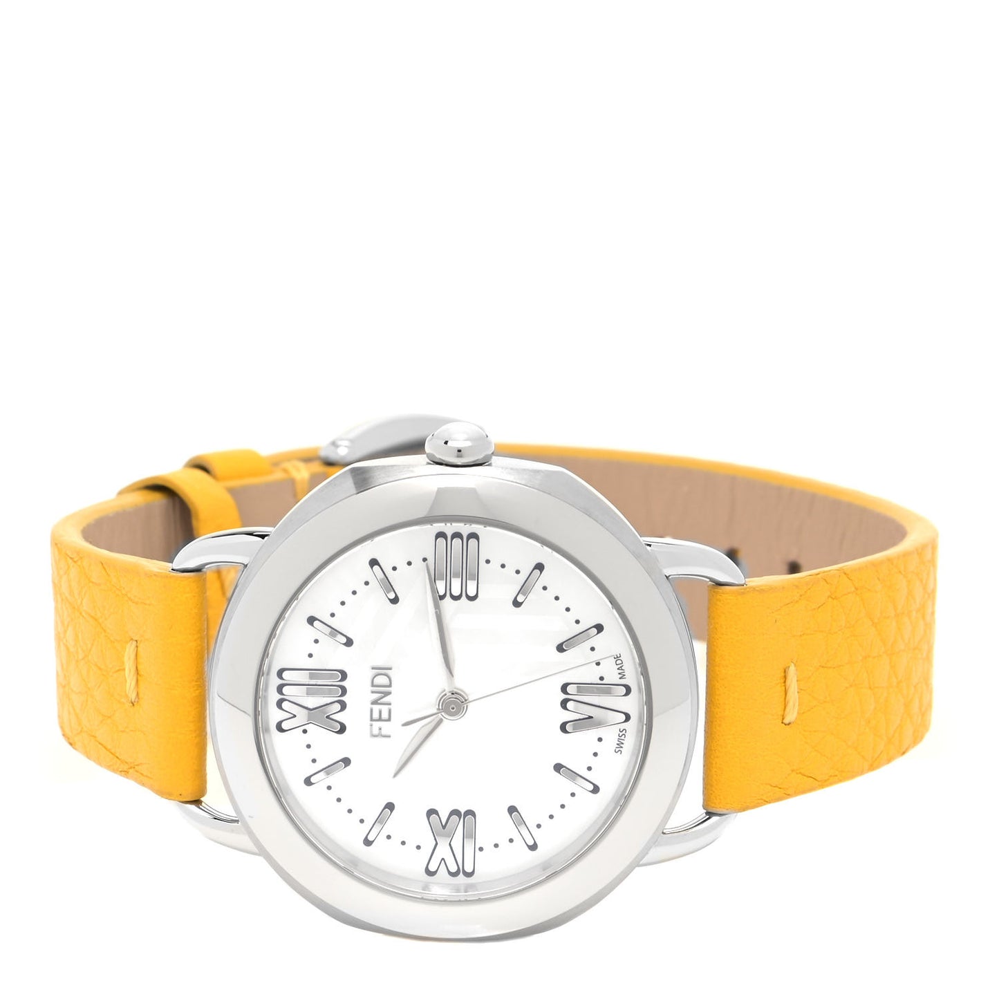 Stainless Steel Calfskin Mother of Pearl 36mm Selleria Quartz Watch Yellow