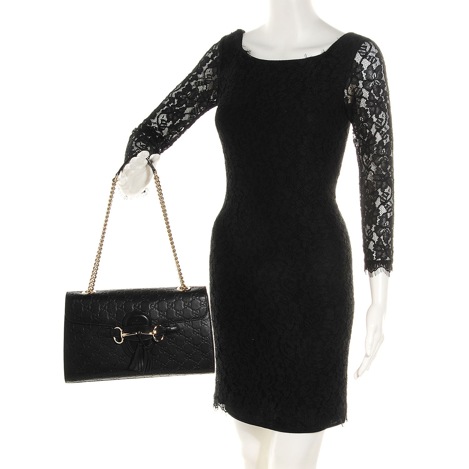Gucci Guccissima Medium Emily Chain Shoulder Bag Black 2 of 9