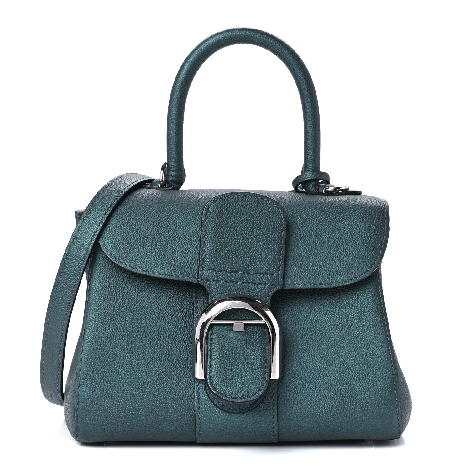 Delvaux Metallic Rodeo Calfskin Mini Brillant Satchel Peacock 2 of 13