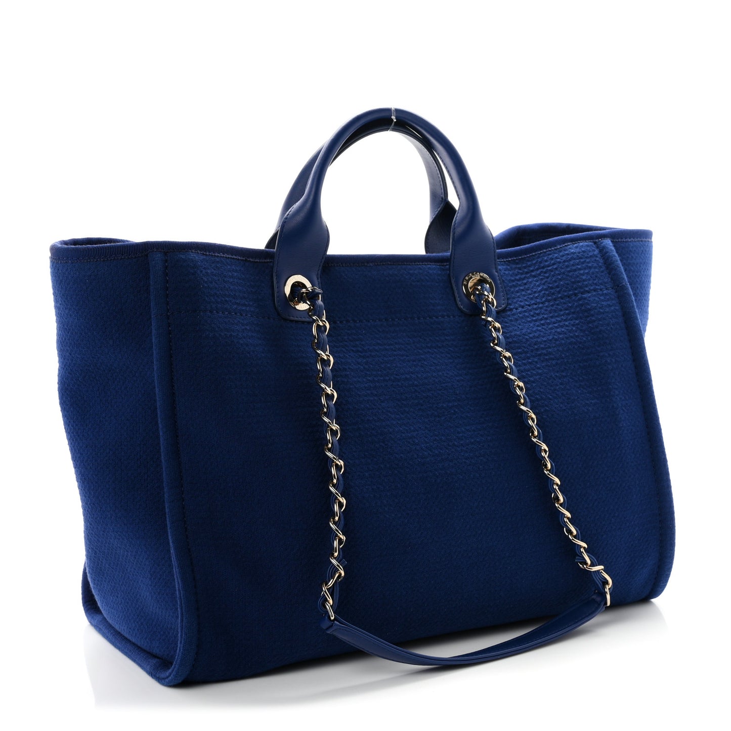 Mixed Fibers Calfskin Medium Deauville Tote Dark Blue