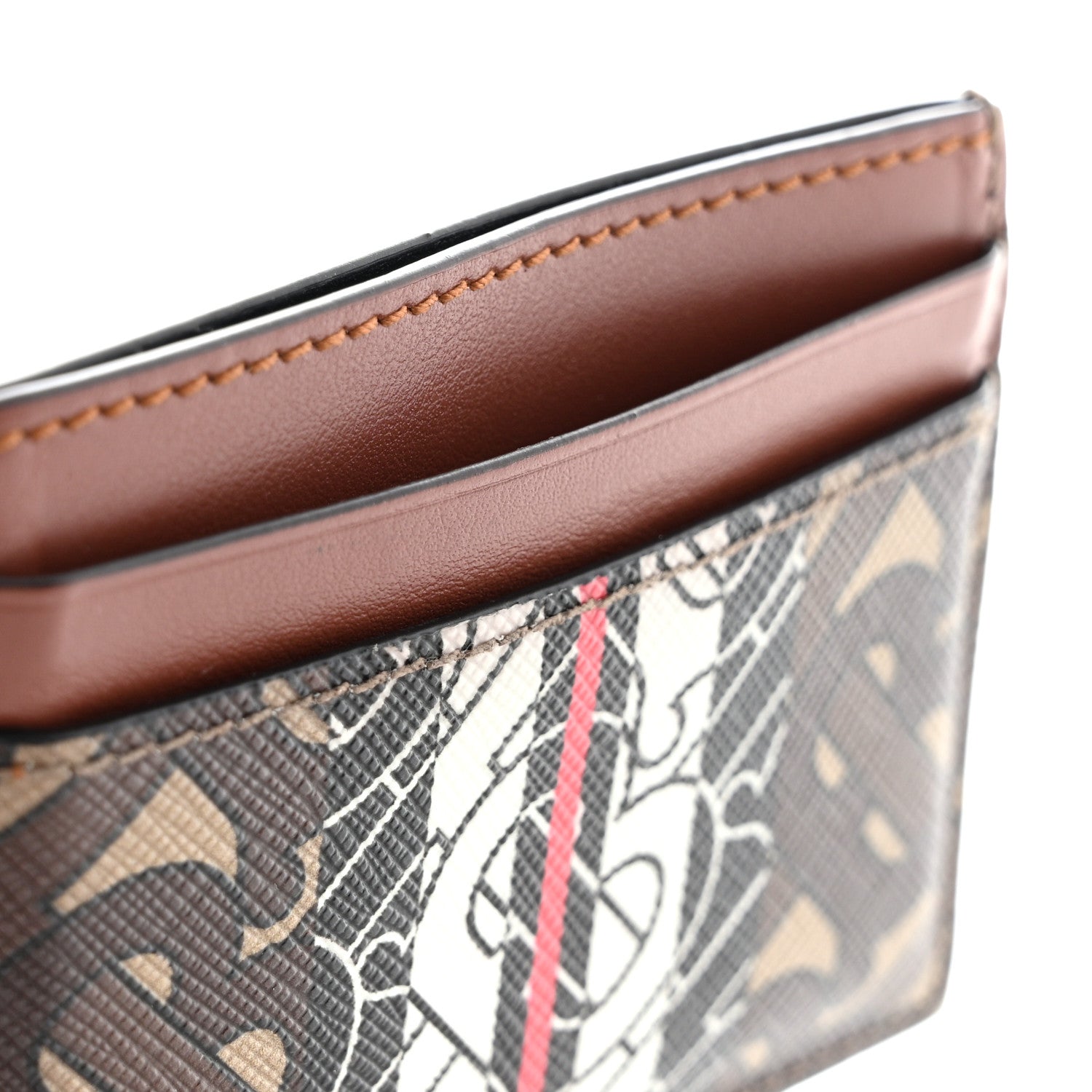 Burberry E-Canvas Monogram Stripe Card Case Bridle Brown 11 of 11