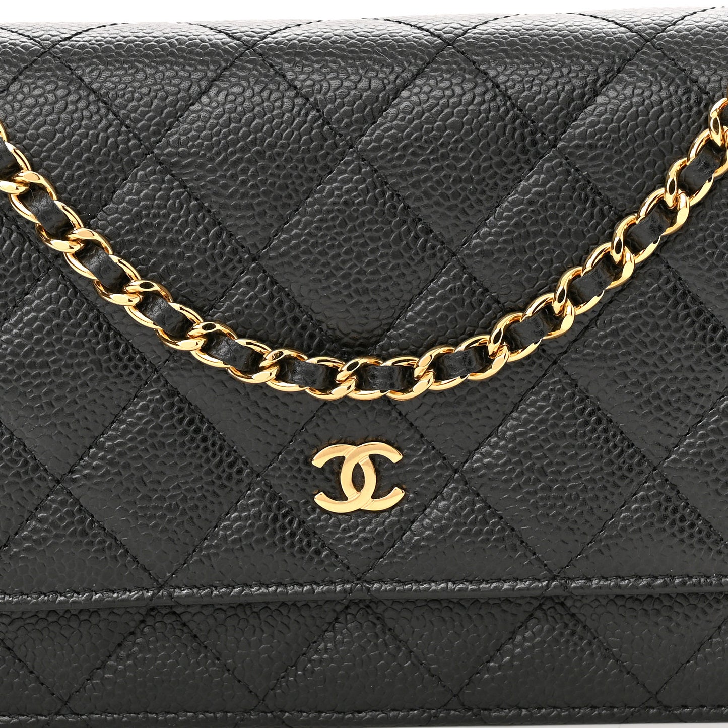 Caviar Quilted Wallet On Chain WOC Black