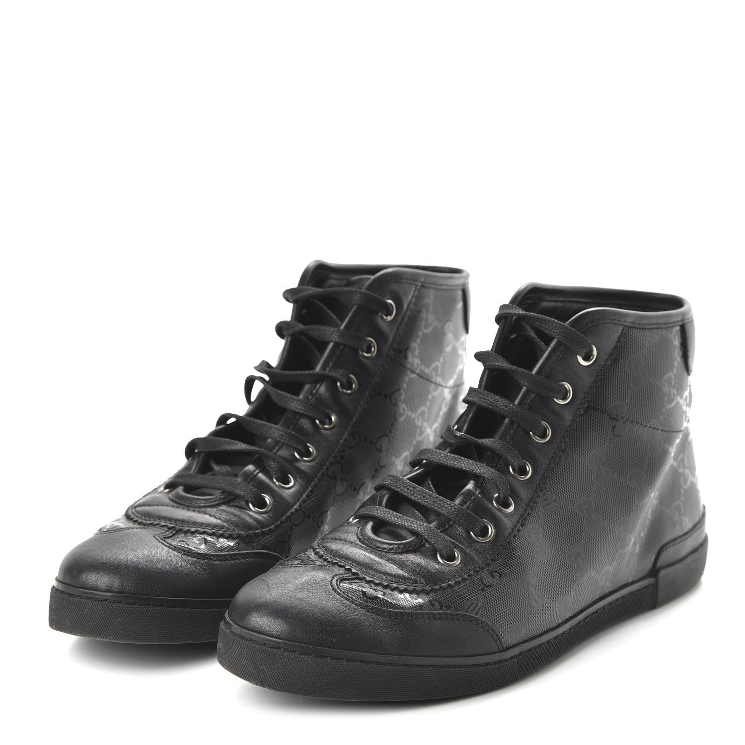 Gucci Imprime Monogram Womens High Top Sneakers 37.5 Black 3 of 8
