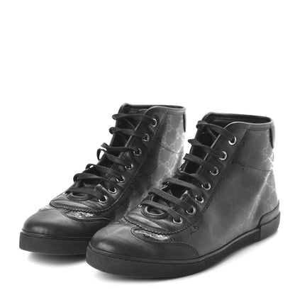 Gucci Imprime Monogram Womens High Top Sneakers 37.5 Black 3 of 8
