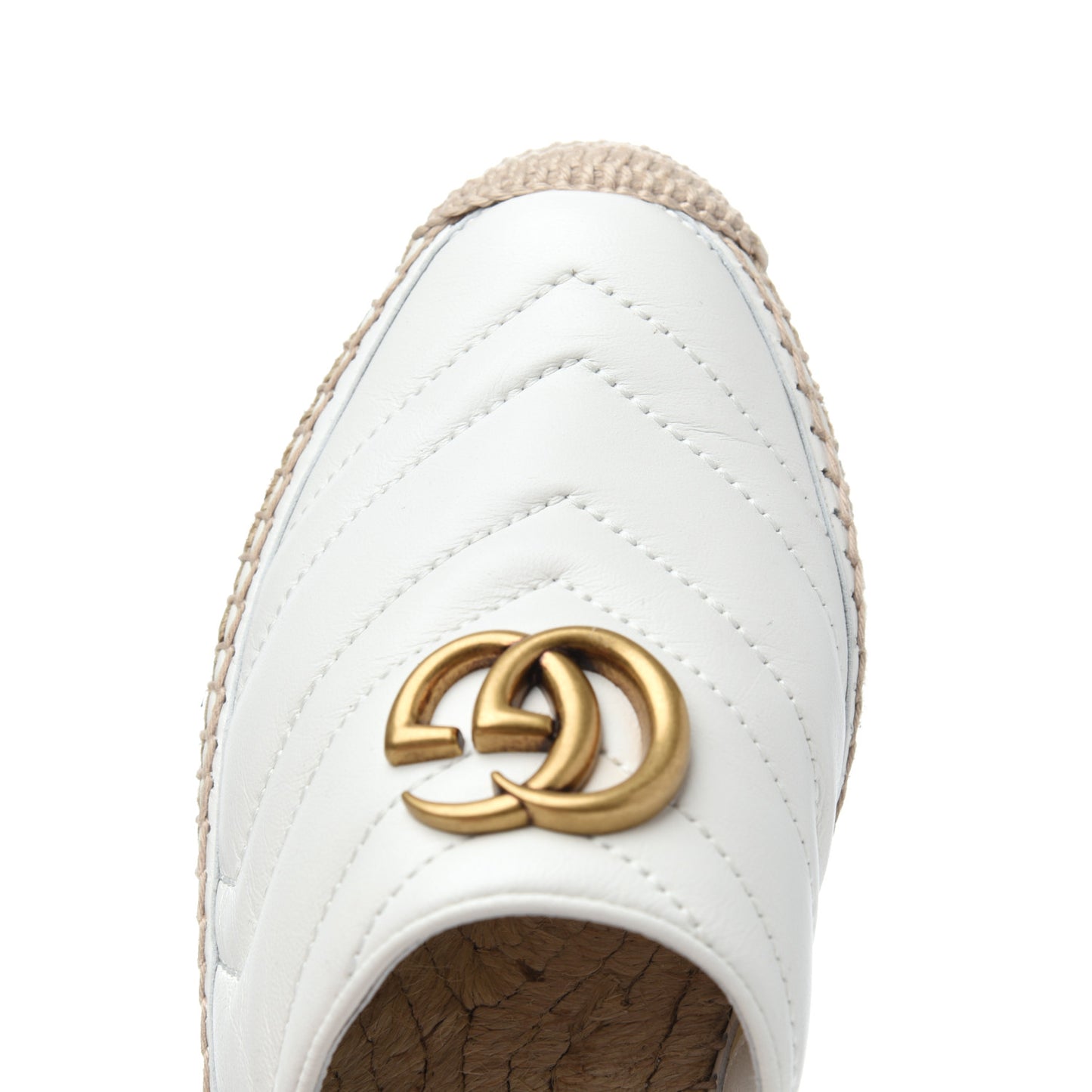 Nappa Matelasse GG Marmont Espadrille Slippers 36.5 Great White