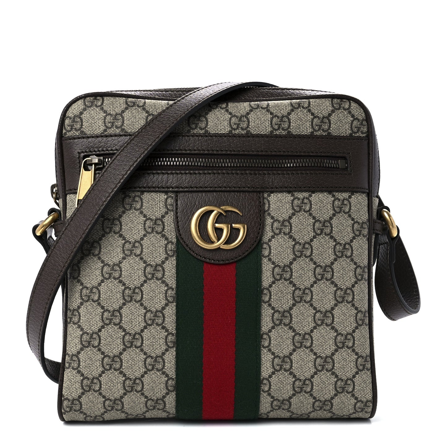 GG Supreme Monogram Web Small Ophidia Messenger Bag Brown