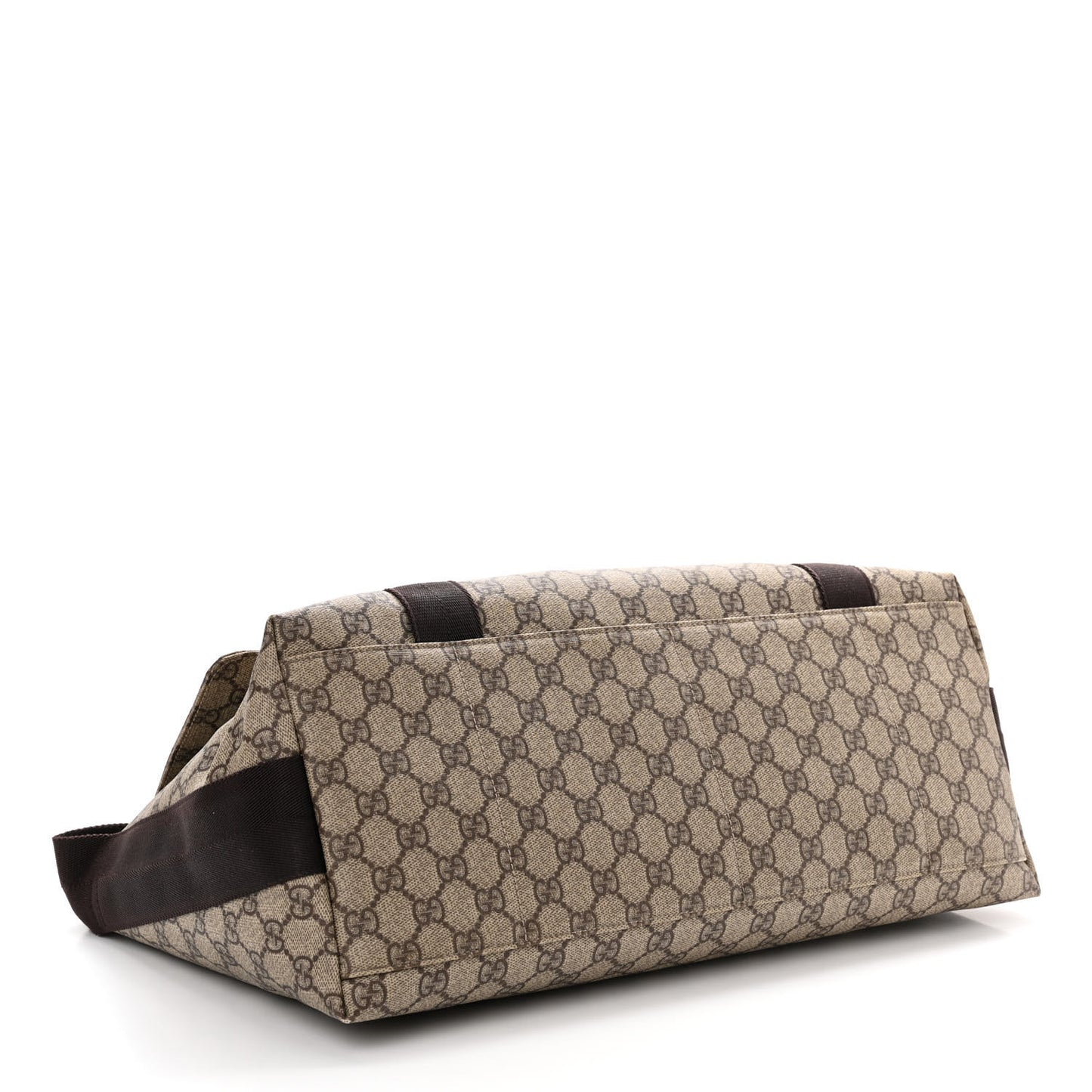 GG Plus Monogram Double Buckle Flap Messenger Bag Beige Ebony