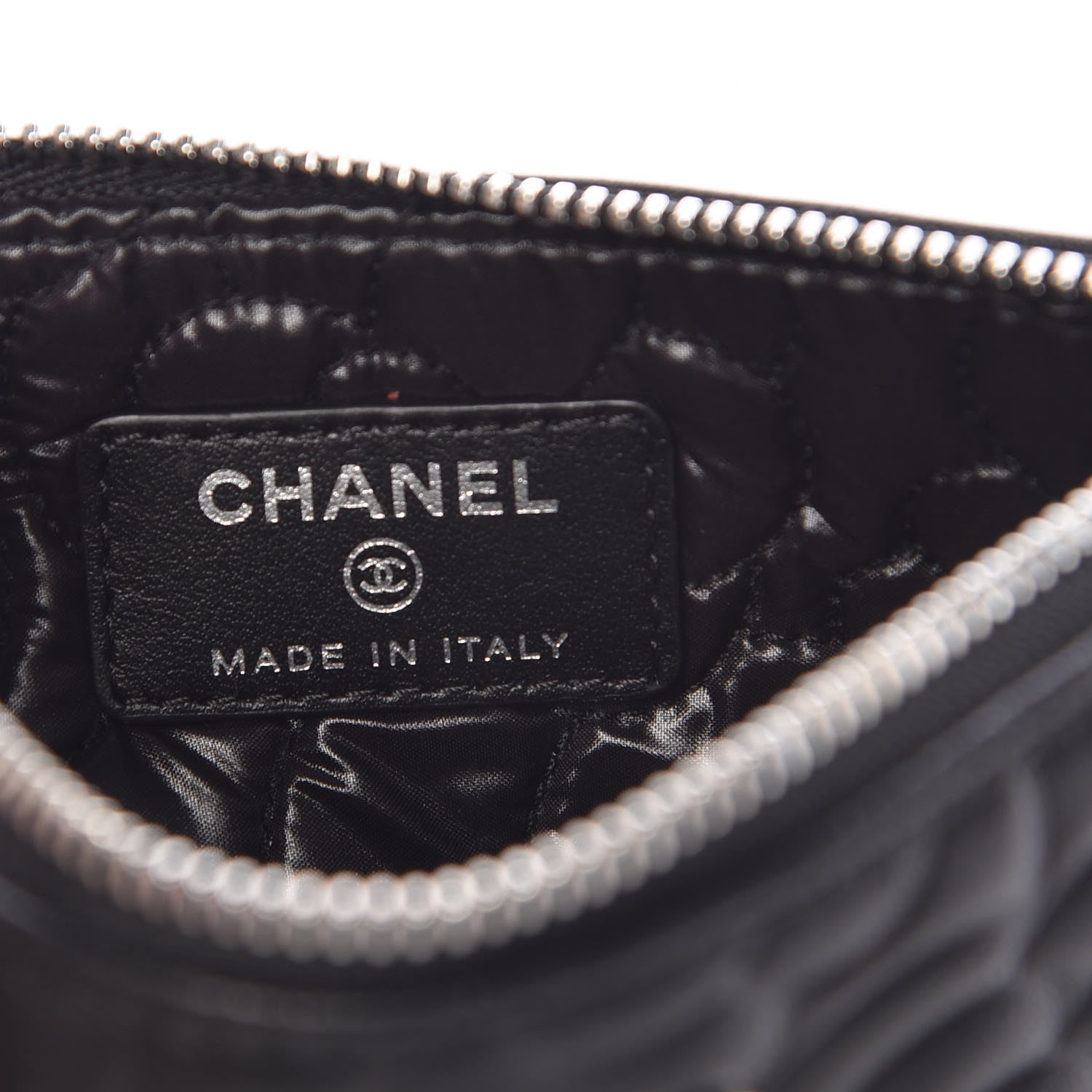 Chanel Goatskin Camellia Embossed Cosmetic Pouch Black 6 of 8