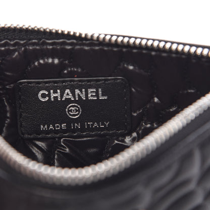 Chanel Goatskin Camellia Embossed Cosmetic Pouch Black 6 of 8