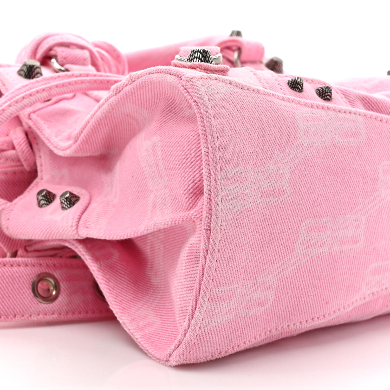 Balenciaga Denim BB Monogram Neo Cagole Handbag XS Pink 10 of 12