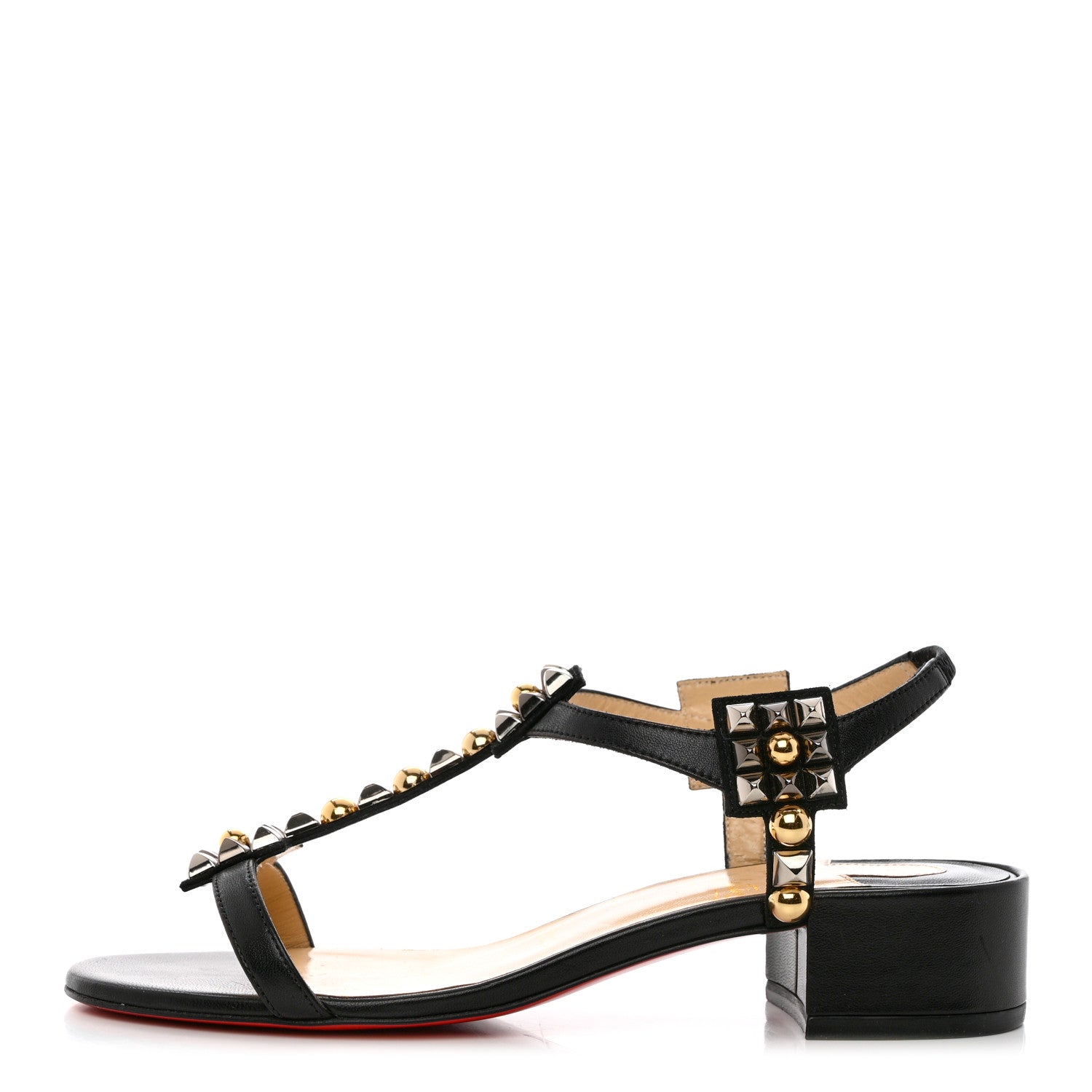 Christian Louboutin Nappa Kaleidra 25 T-Strap Sandals 37 Black 1 of 9