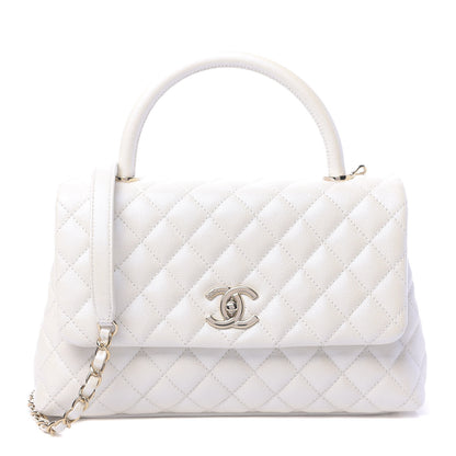 Chanel Iridescent Caviar Quilted Small Coco Handle Flap White 1 of 10