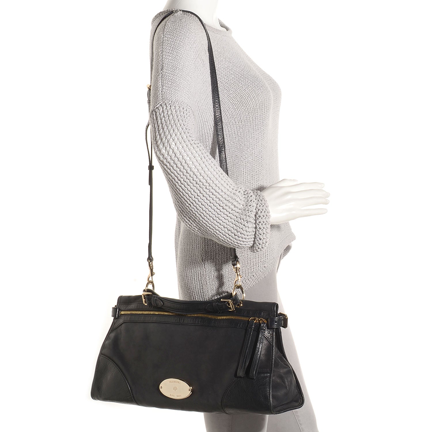 Mulberry Smooth Leather Taylor Satchel Black 2 of 11