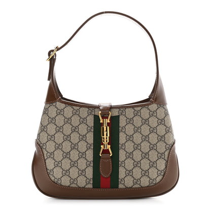 Gucci GG Supreme Monogram Azalea Calfskin Web Small Jackie 1961 Hobo Beige Ebony Brown Sugar 1 of 10