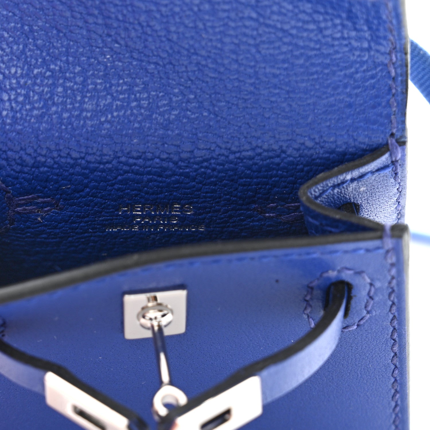 Hermes Tadelakt Mini Kelly Twilly Bag Charm Bleu Electrique 4 of 4