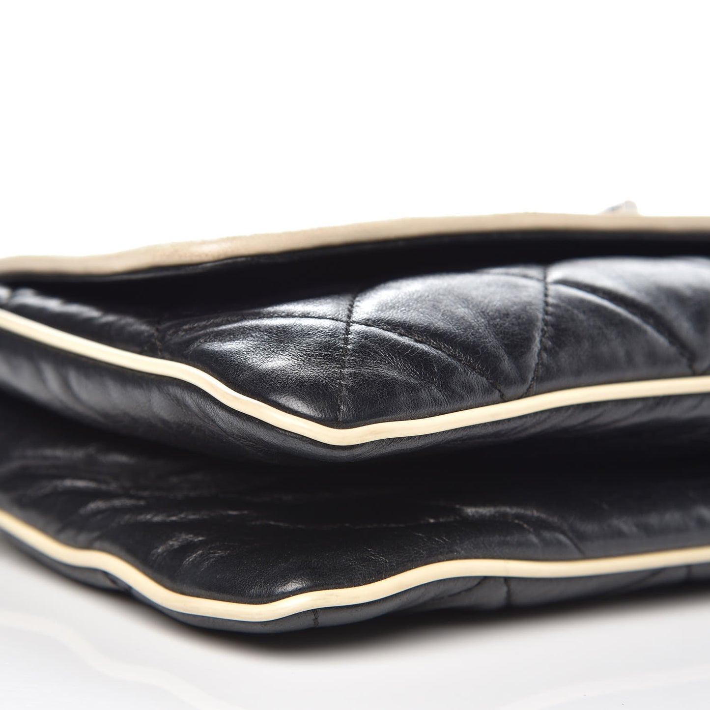 Lambskin East West Accordion Flap Black