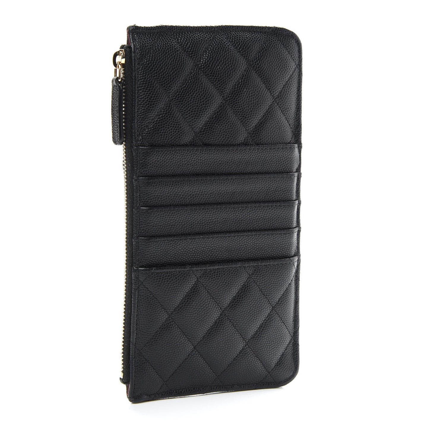 Caviar Quilted Classic Flat Wallet Pouch Black