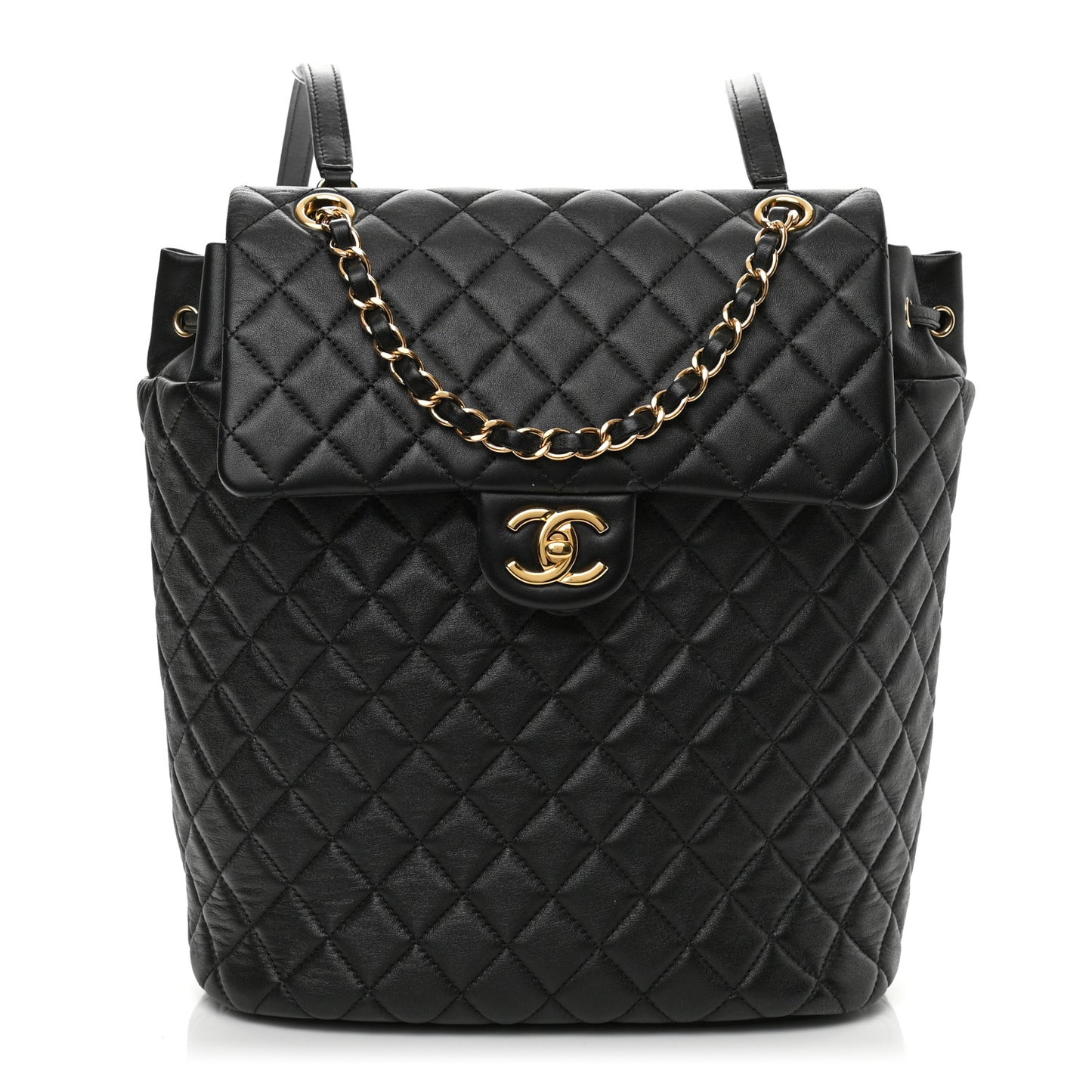 Calfskin Quilted Large Urban Spirit Backpack Black
