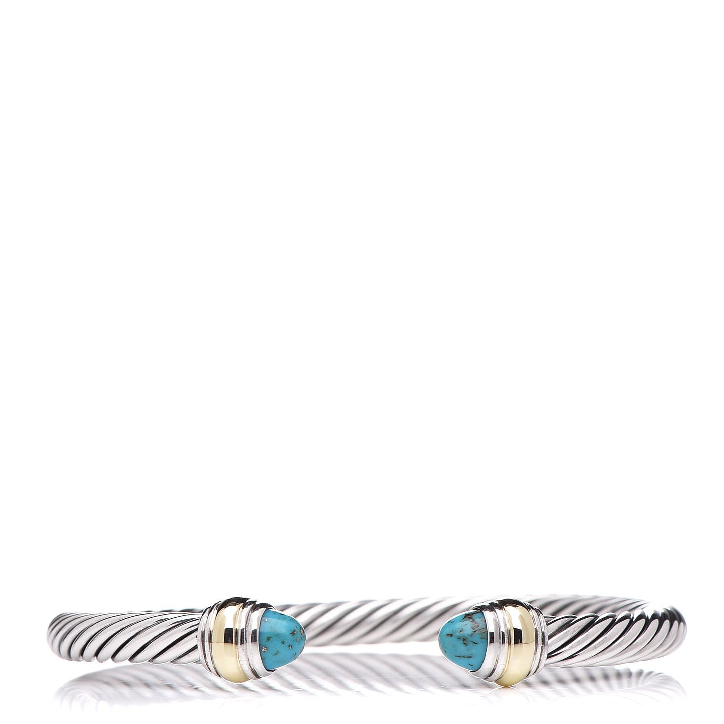 Sterling Silver 14K Yellow Gold Turquoise 5mm Cable Classics Bracelet