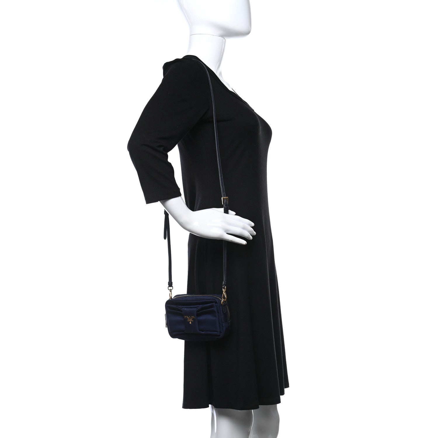 Prada Tessuto Nylon Bow Camera Bag Baltico 2 of 9