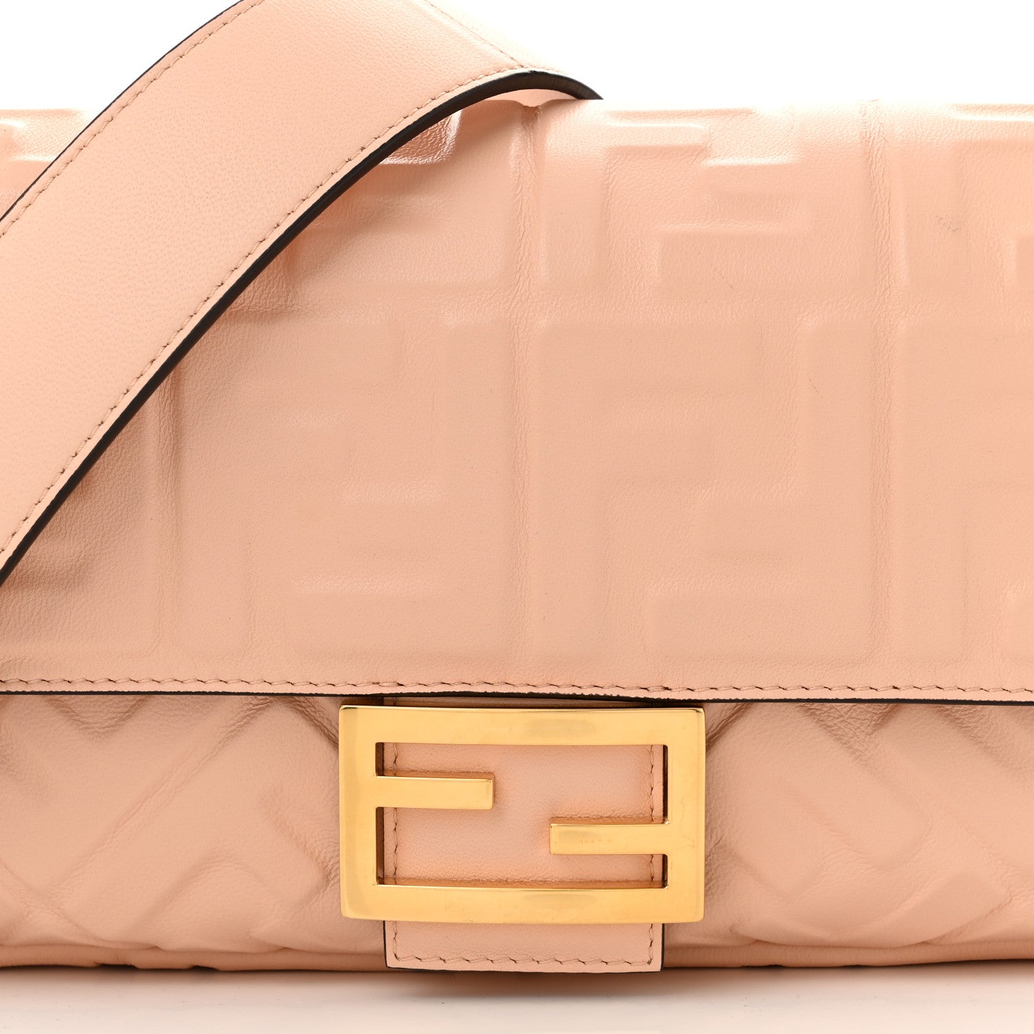 Fendi Nappa FF 1974 Embossed Baguette Baby Pink 8 of 11