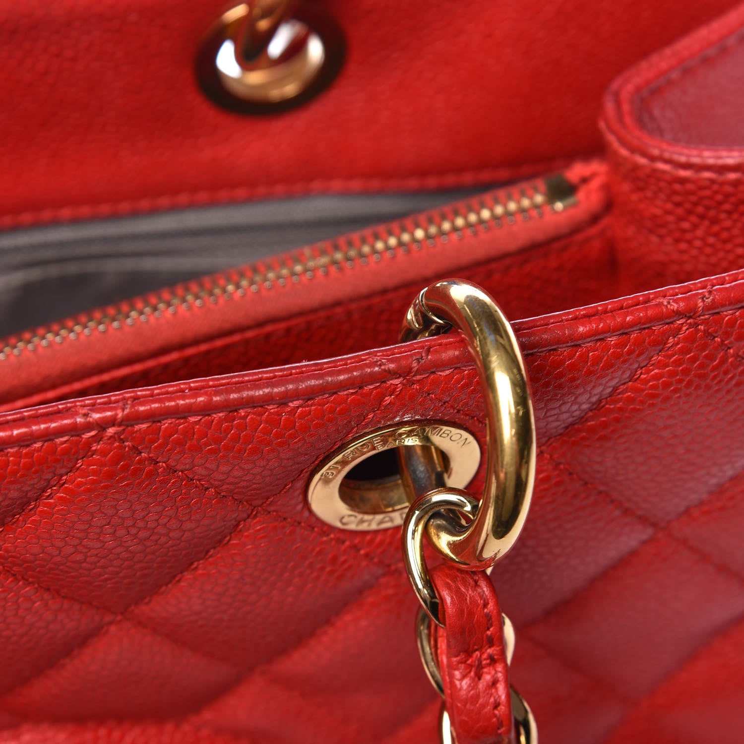 Chanel Caviar Quilted Grand Shopping Tote GST Red 11 of 19