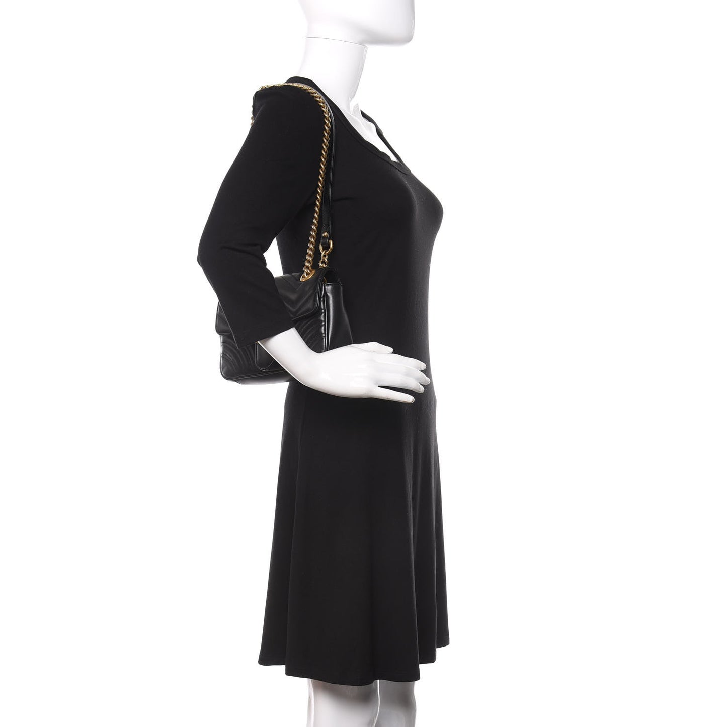 Calfskin Matelasse Mini GG Marmont Shoulder Bag Black