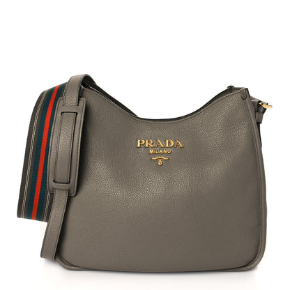 Prada Vitello Daino Double Strap Messenger Hobo Argilla 1 of 9