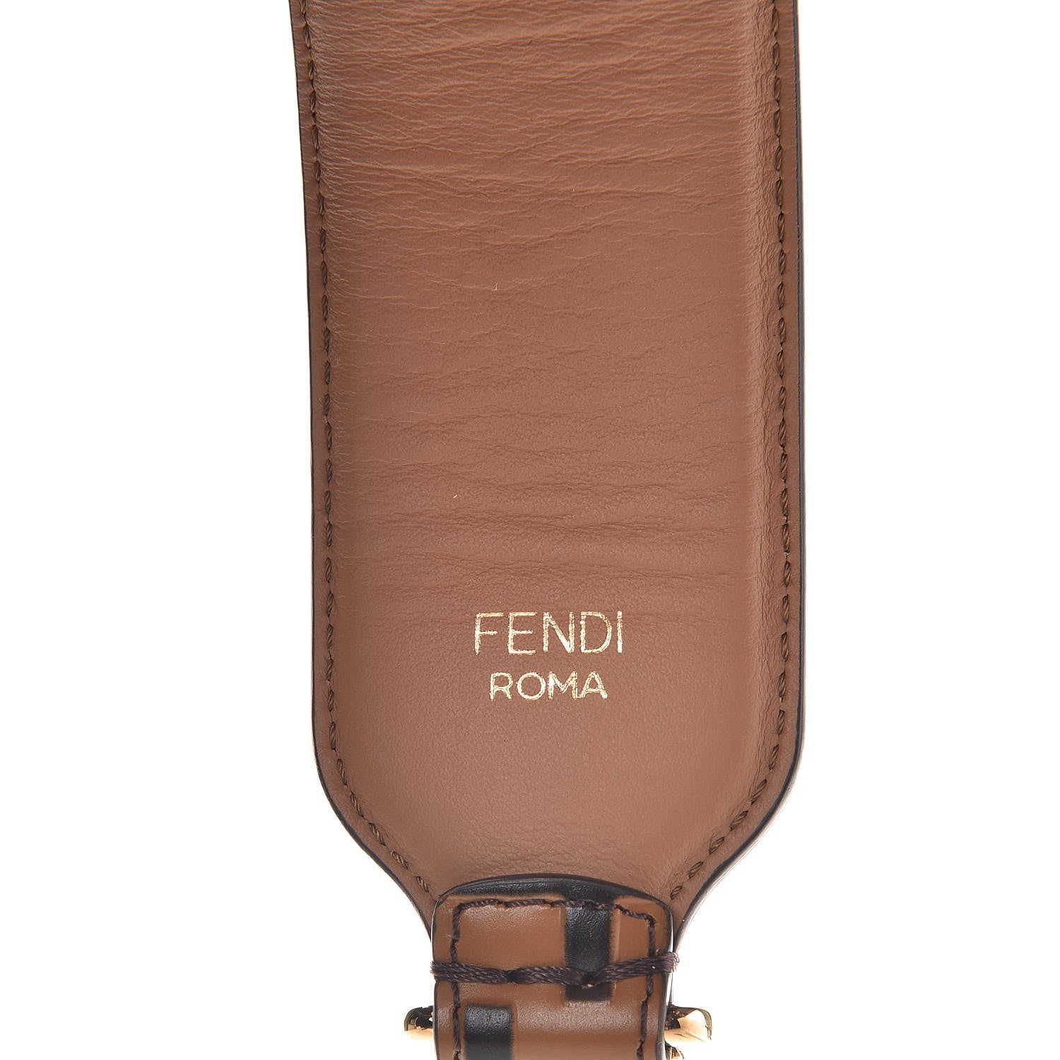 Fendi Calfskin FF 1974 Embossed Mini Strap You Tobacco Black 4 of 5