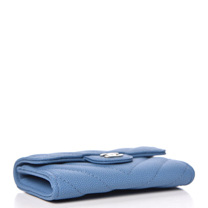 Chanel Caviar Chevron Quilted Card Holder Blue 4 of 9