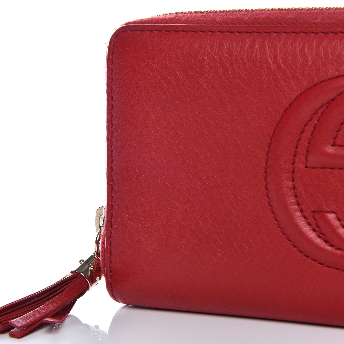 Pebbled Calfskin Soho Zip Around Wallet Red