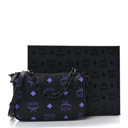 MCM Calfskin Visetos Color Splash Logo Pouch On Chain Mini Dahlia Purple 9 of 9
