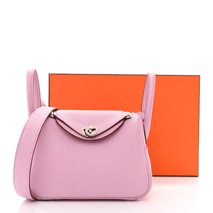 Hermes Taurillon Clemence Mini Lindy 20 Mauve Sylvestre 11 of 11