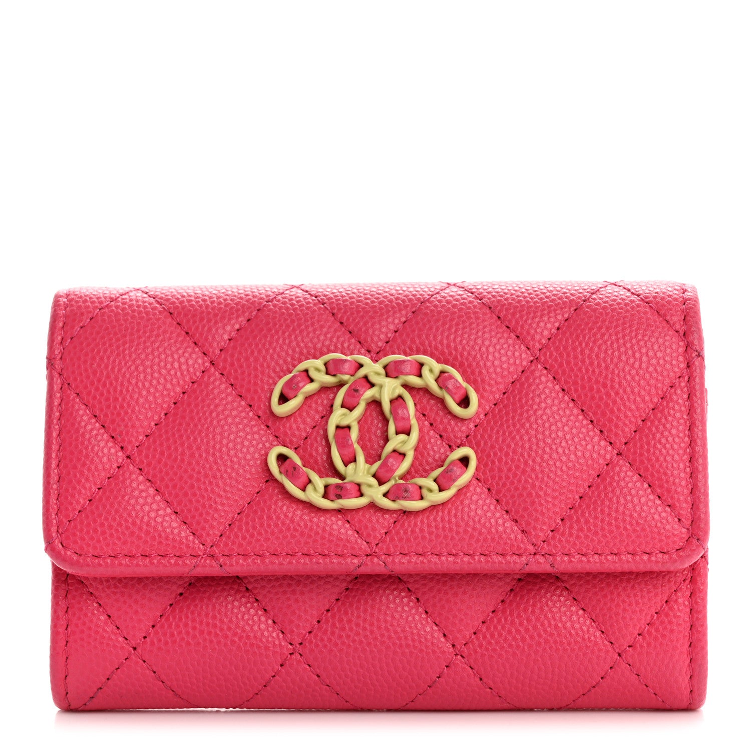Chanel Caviar Quilted Chanel 19 Flap Card Holder Wallet Dark Pink 1 of 11