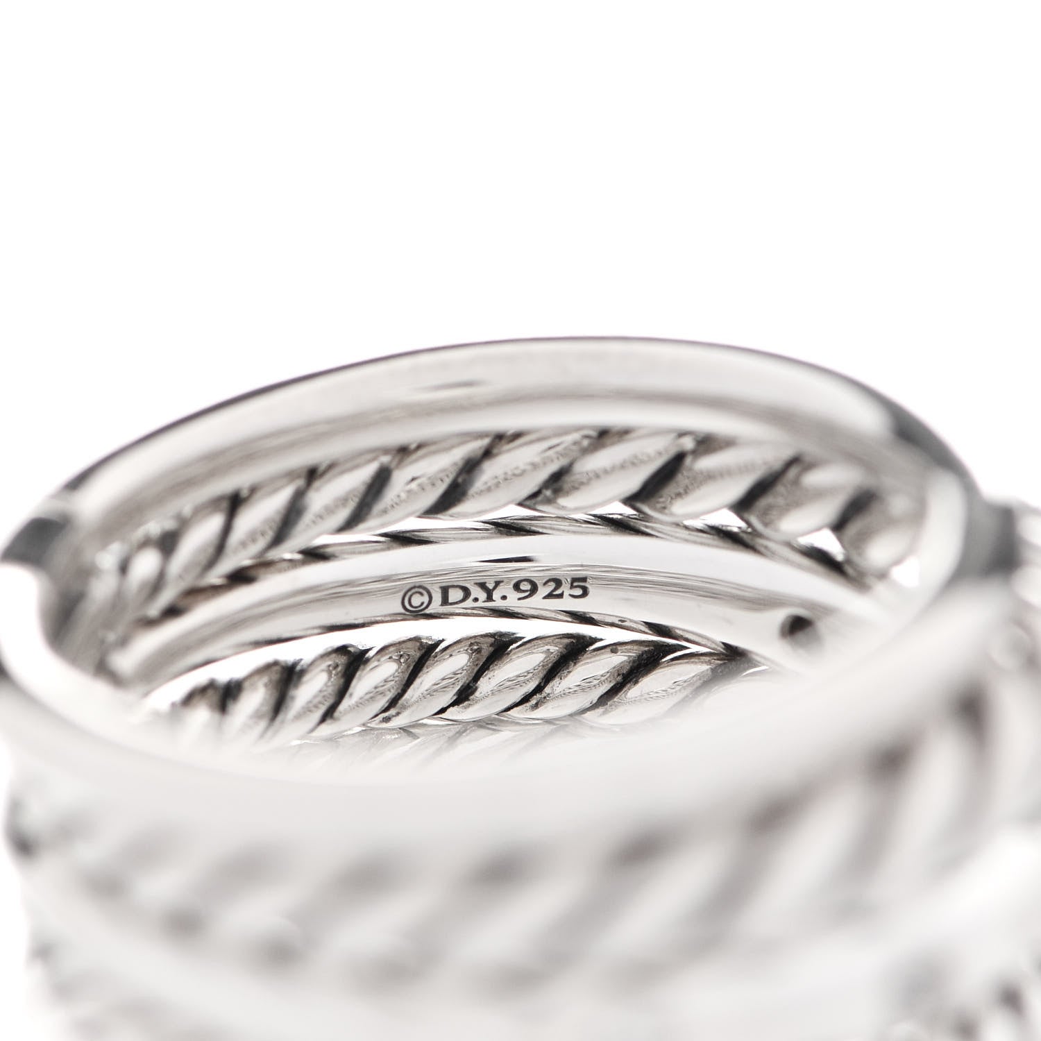 David Yurman Sterling Silver Diamond 16mm Stax Wide Stacked Ring 52 6 4 of 5