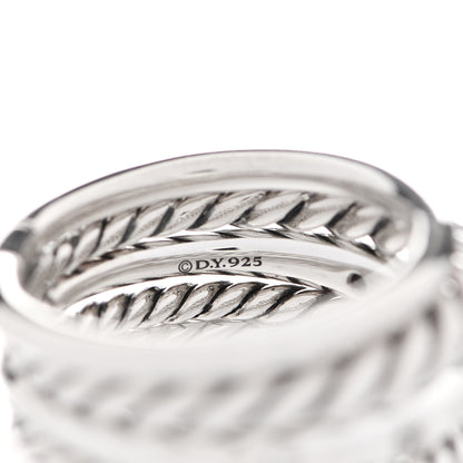 David Yurman Sterling Silver Diamond 16mm Stax Wide Stacked Ring 52 6 4 of 5