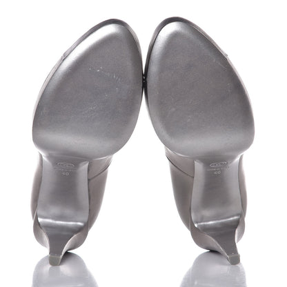 Chanel Metallic Calfskin Camellia Pumps 40 Grey 5 of 8