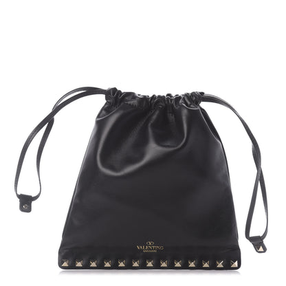 Valentino Garavani Calfskin Rockstud Drawstring Pouch Black 1 of 9