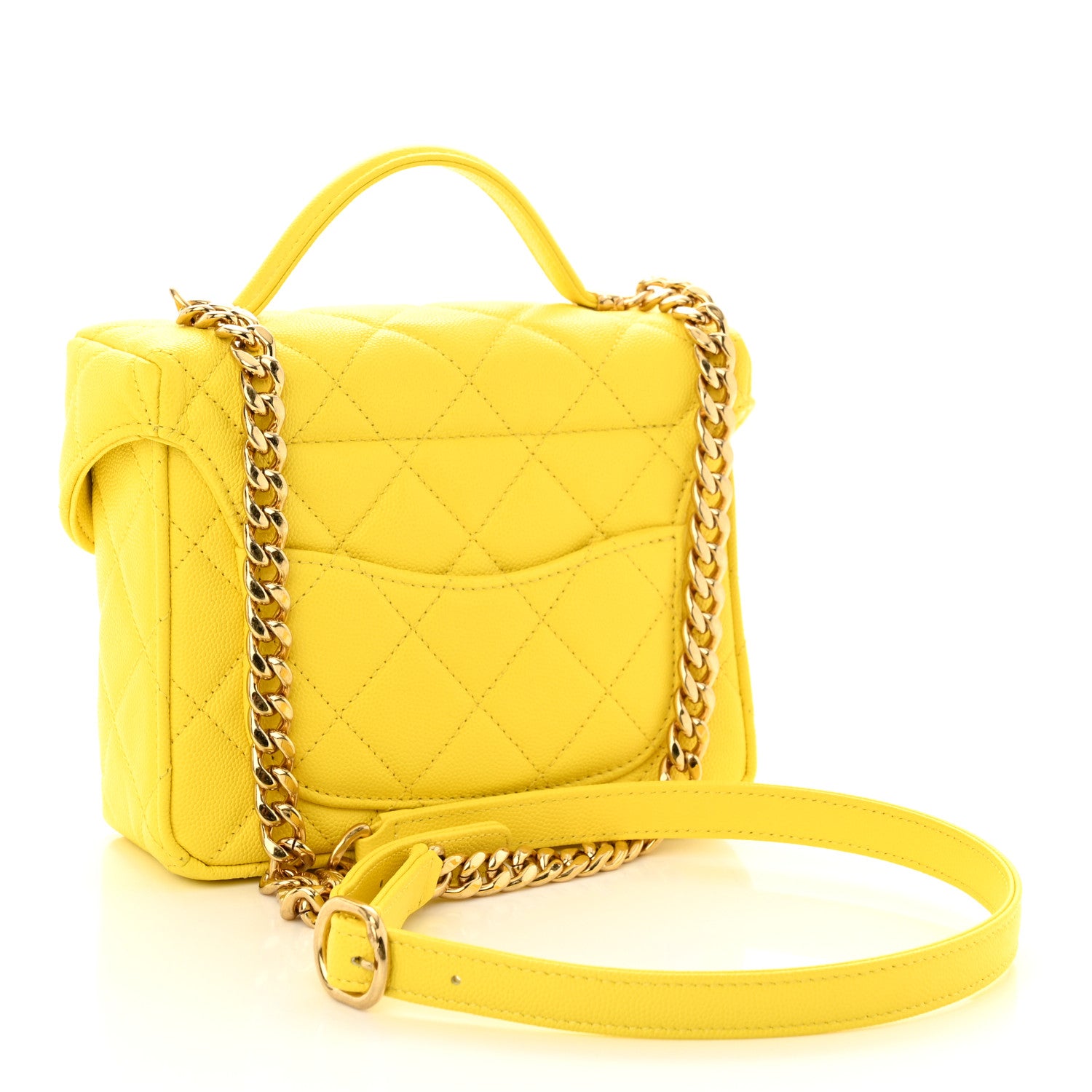 Chanel Caviar Quilted Handy Box Vanity Case Yellow 3 of 10