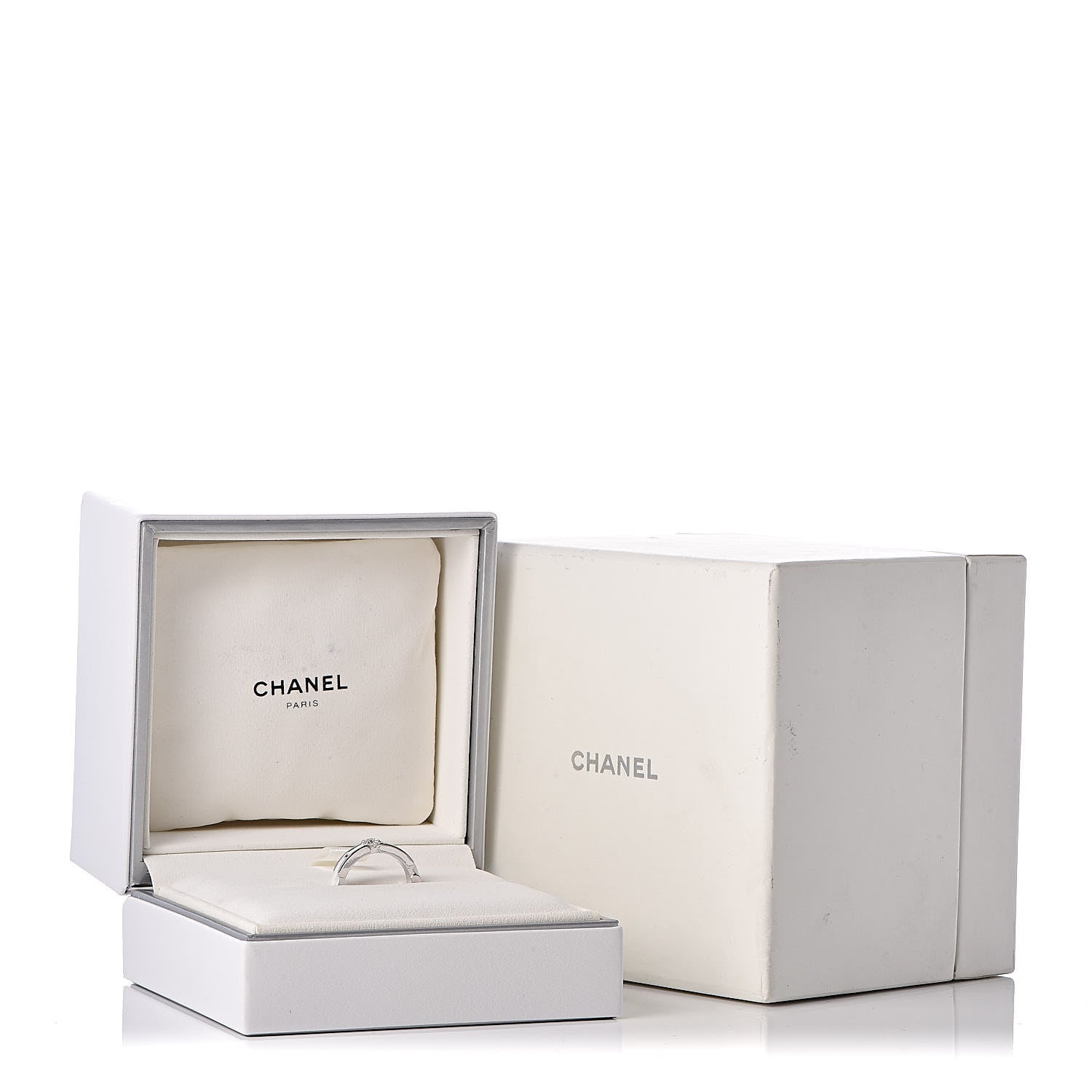 Chanel 18K White Gold Ceramic Diamond Slim Ultra Ring 49 4.75 White 11 of 11